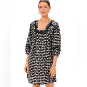 Tuckernuck Women Piscis Catalans Black White Fish Print Coverup Beach Dress S